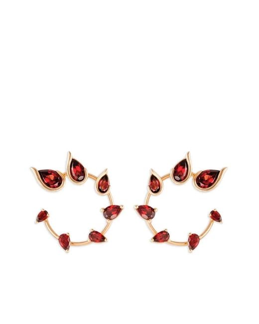 Fernando Jorge Metallic 18Kt Rose Flicker Garnet Earrings