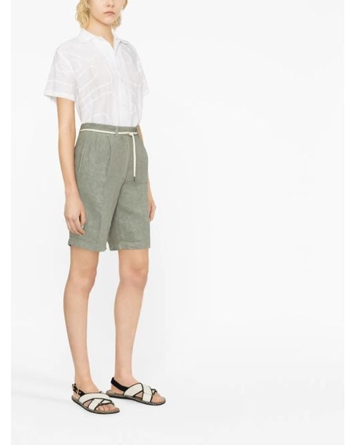 Aspesi Gray Tie-Waist Linen Shorts