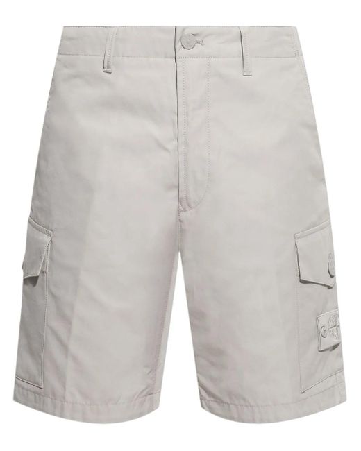 Stone Island Gray Cargo Short Weatherproof Cotton Canvas_ Ghost Piece Pack for men