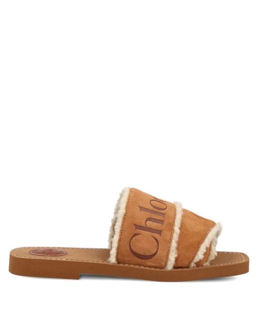 Sandalias Woody con logo Chloé de color Brown