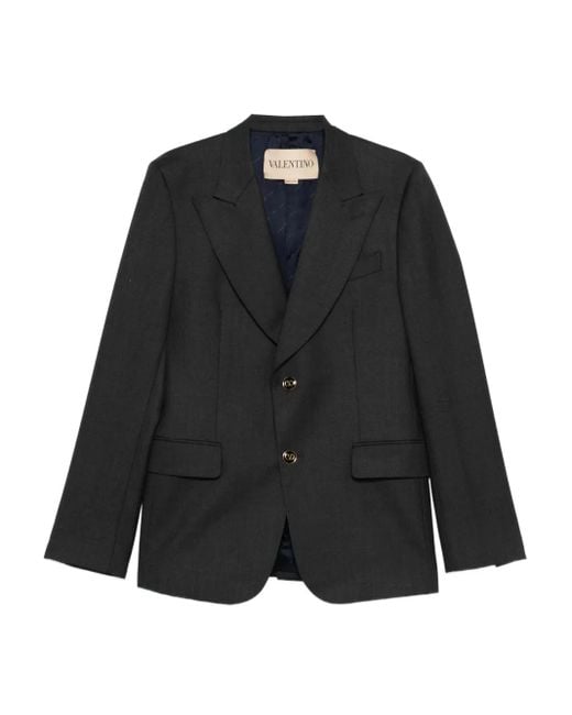 メンズ Valentino Garavani ピークドラペル シングルジャケット Black