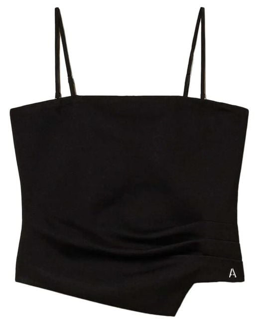 Top Drapeado Twinset de color Black