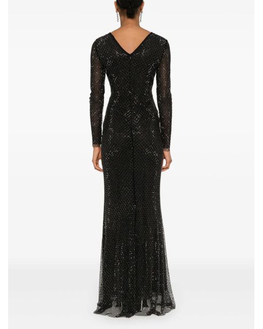 Self-Portrait ラインストーン イブニングドレス Black