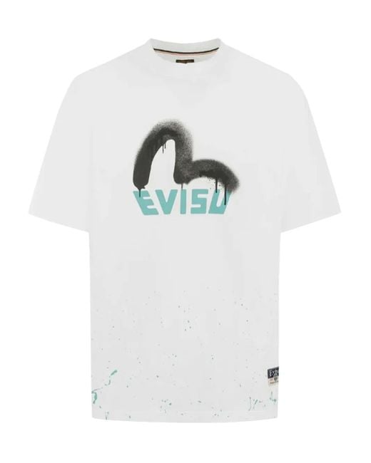 Evisu Gray Spray-Paint T-Shirt for men