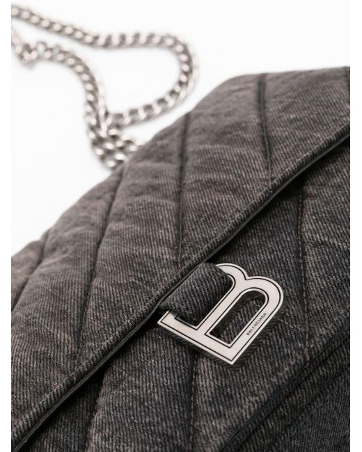 Balenciaga Gray Medium Crush Denim Shoulder Bag