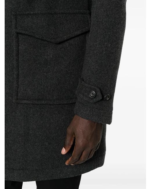 Woolrich Black Wool-Blend Button-Up Coat for men