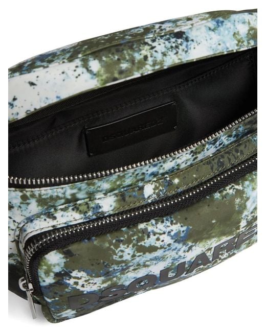 DSquared² Green Spray Paint Fanny Pack for men