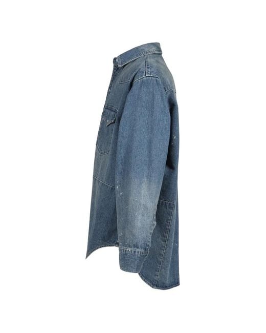 PORTER CLASSIC Blue Breakfast Western Shirt for men