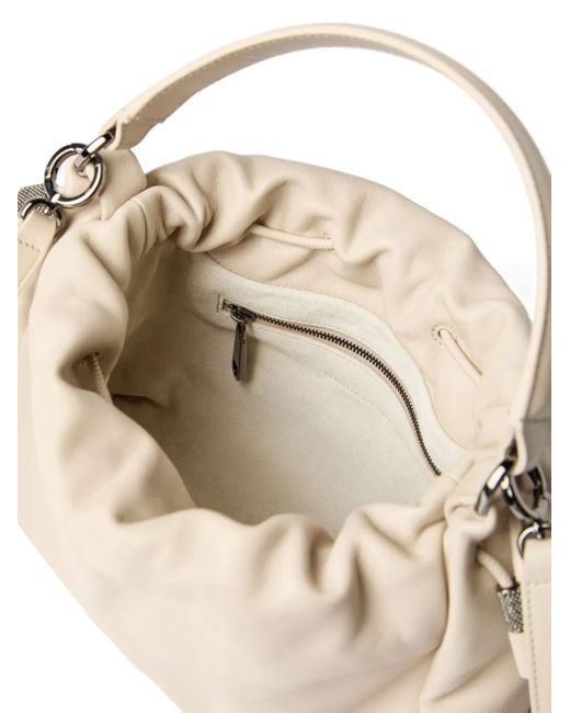 Brunello Cucinelli Mellow レザーバケットバッグ S Natural
