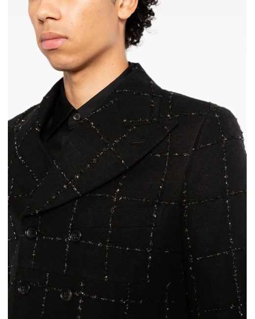 Comme des Garçons Black Checked Sequin-Embellished Blazer for men