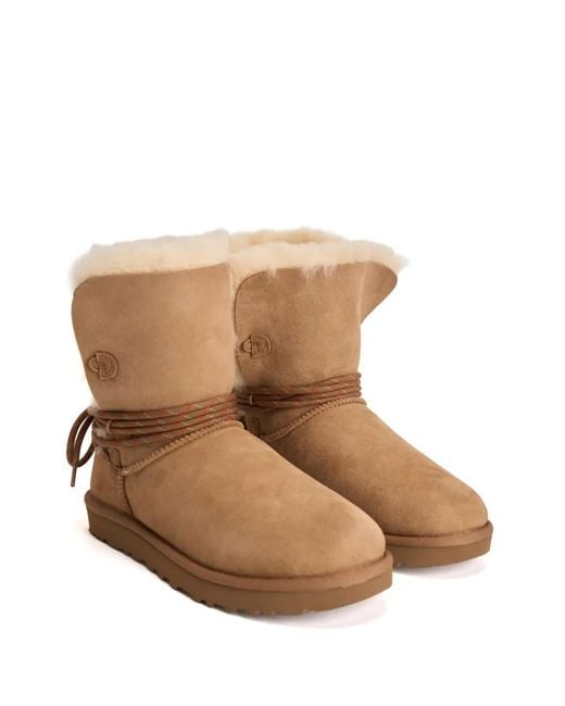Ugg Brown Logo-Detail Shearling Boots