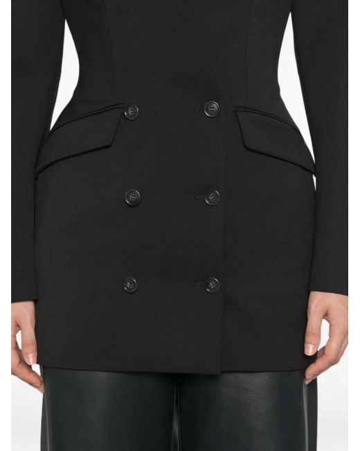 ANDAMANE Black Double-Breasted Collarless Jacket