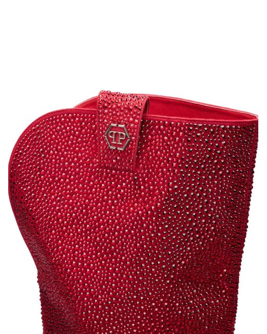 Philipp Plein Red Strass-Embellishment Boots
