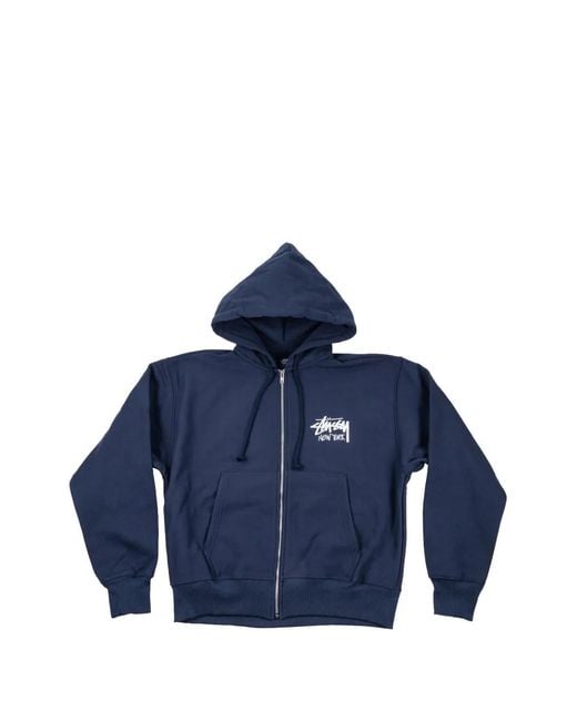 Stussy Blue Zip Hoodie for men