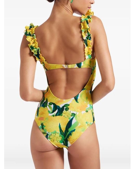 LaDoubleJ Green Floral Swimsuit