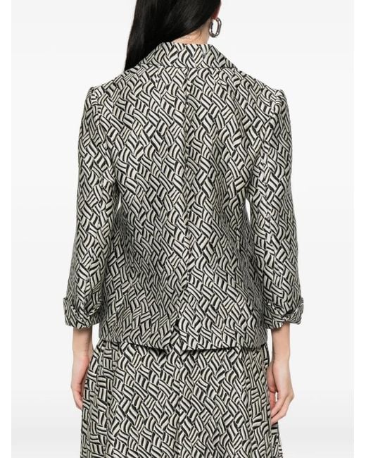 Max Mara Gray Lira Jacquard Patterned Blazer