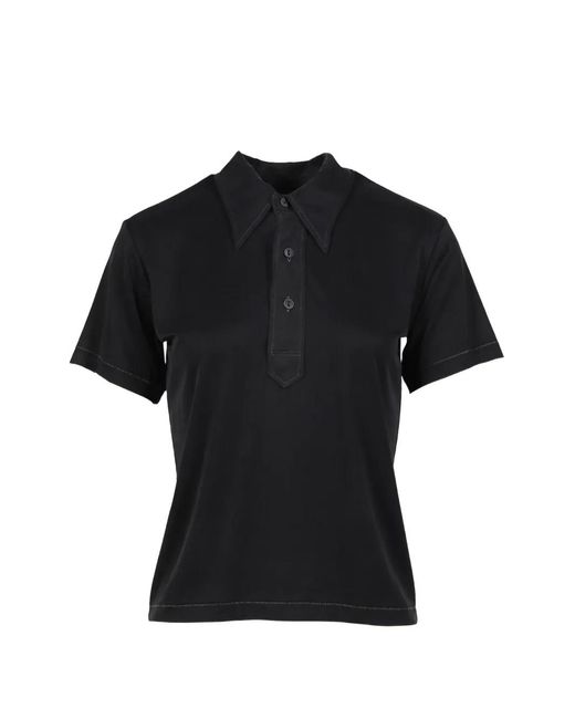 Maison Margiela Black Four Stitch-Detail Polo Top