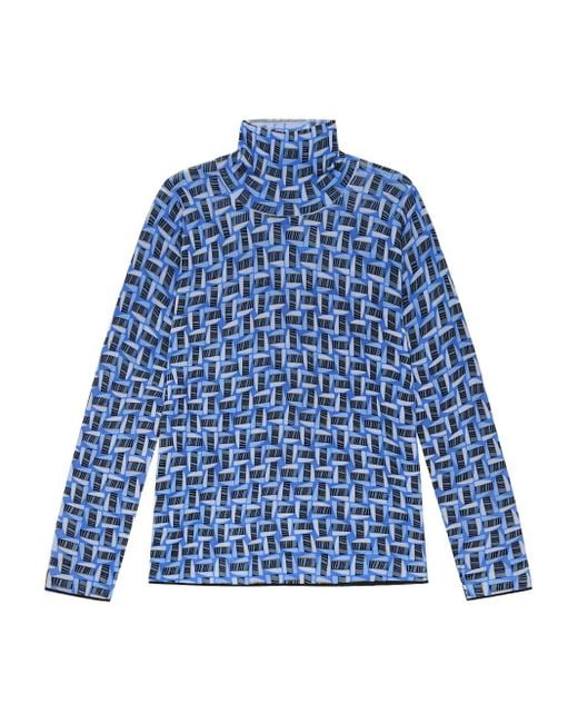 Maliparmi Blue Patterned Roll-Neck Sweater