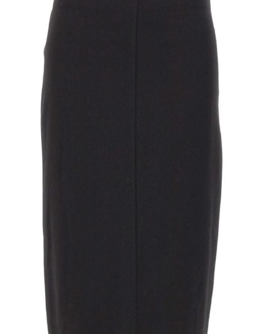 Elena Miro Black Back-Slit Midi Skirt