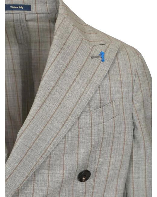 Guarinucci Gray Pinstripe Double-Breasted Suit for men