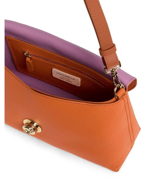 Coccinelle Orange Sac Porté Épaule Nikla À Plaque Logo Médium