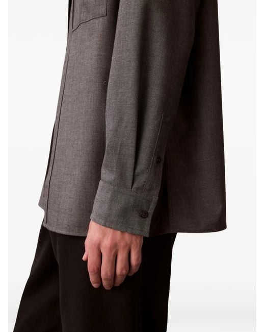 Calvin Klein Gray Buttoned Chest-Pockets Shirt for men