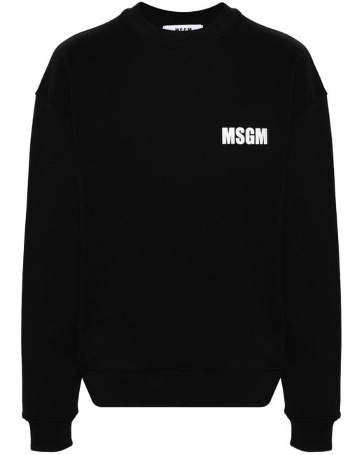 MSGM Black Logo-print Cotton Sweatshirt for men