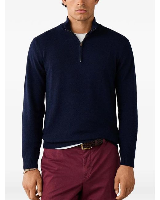 Hackett Blue Elbow-Patch Sweater for men