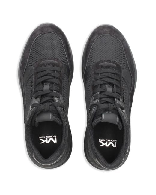 Michael Kors Black Textured Leather And Mesh Trainers for men