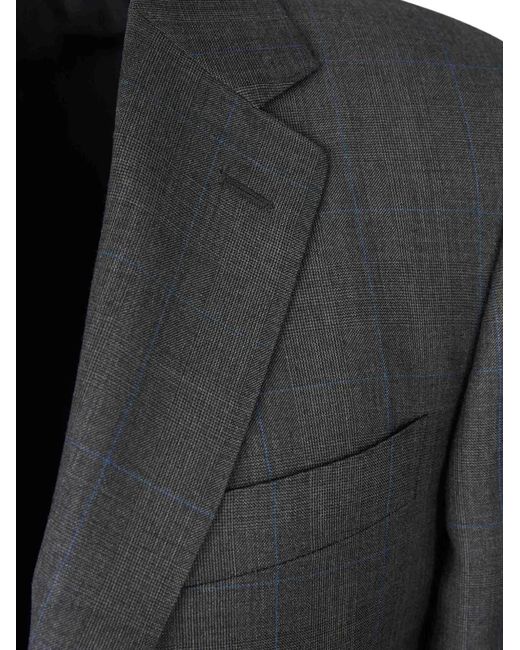 Canali Gray Checked Wool Suit for men