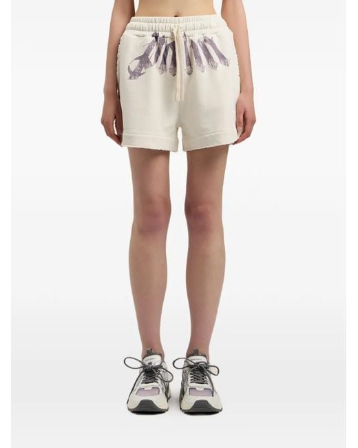 Palm Angels White Big Waist Logo Track Shorts