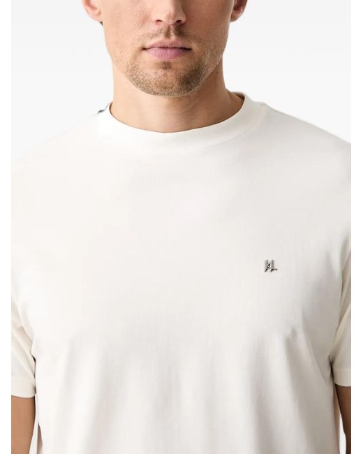 Karl Lagerfeld White Logo-Plaque T-Shirt for men