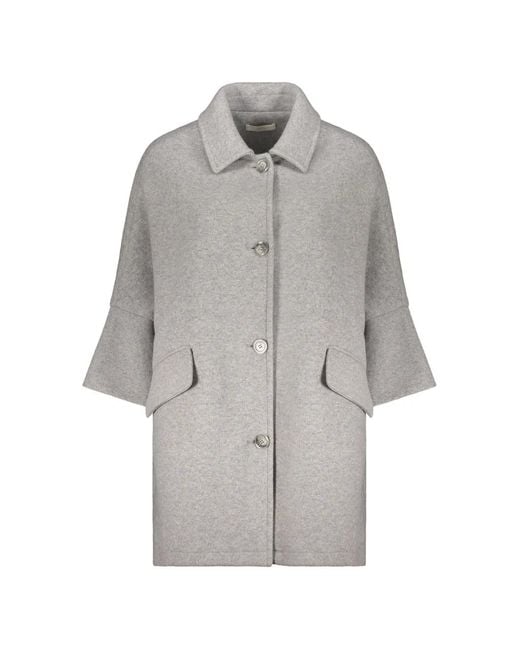 Fedeli Gray Single-Breasted Wide-Sleeve Coat