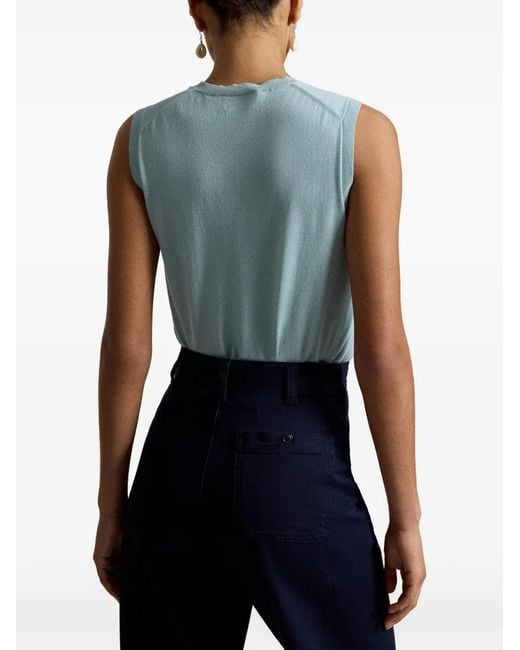 Polo Ralph Lauren Blue Pony-Embroidered Sleeveless Sweater