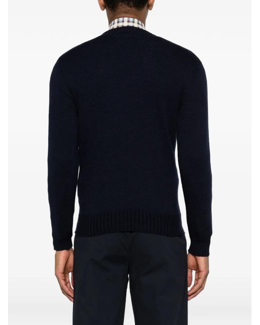 Drumohr Blue Crew-Neck Cotton Sweater for men