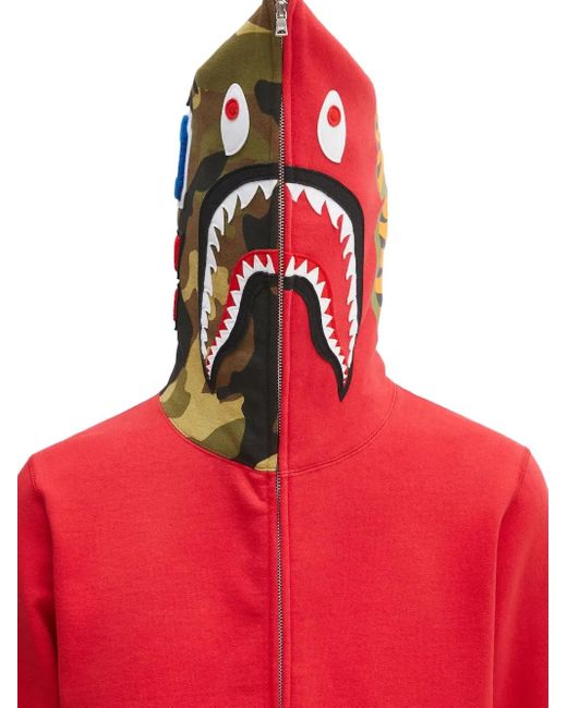 Sudadera con capucha y motivo de tiburón A Bathing Ape de hombre de color Red