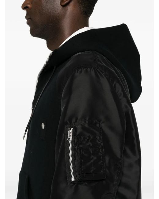 Sacai Black Hybrid Panelled Lightweight Jacket for men