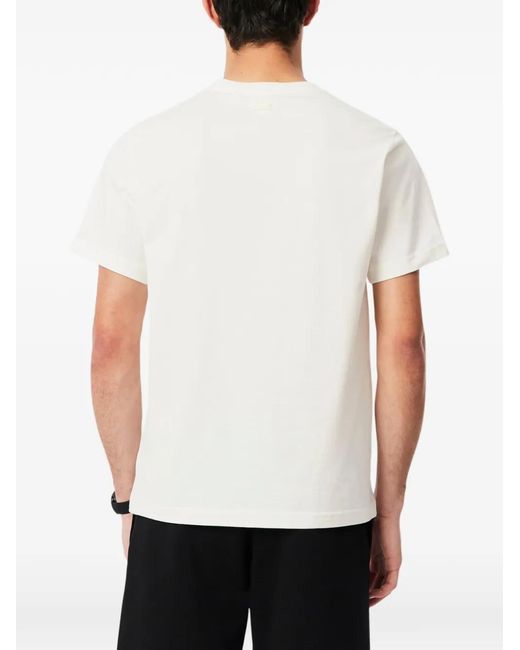 Lacoste White Logo-Print Crew-Neck T-Shirt for men