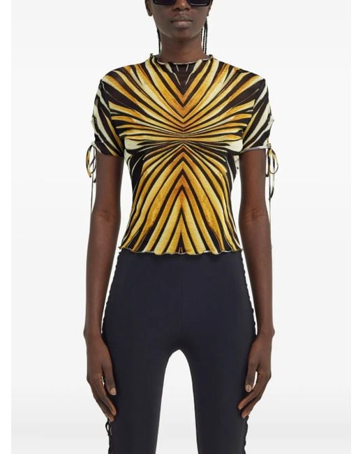 Roberto Cavalli Metallic Ray Of Gold Mesh T-shirt