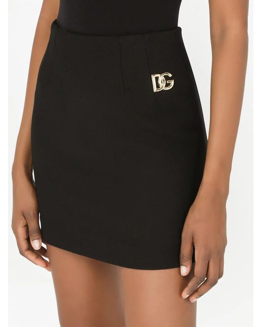 Dolce & Gabbana Black Logo-Appliqué Double Crepe Miniskirt