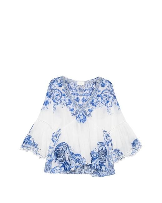 Camilla Blue Blouse À Fleurs Imprimées