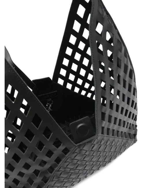 Vic Matié Black Woven-Design Tote Bag