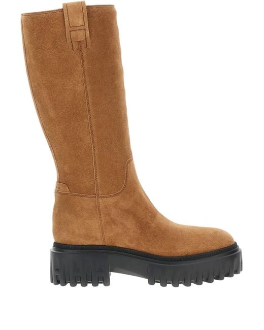 Hogan プラットフォーム ロングブーツ Brown