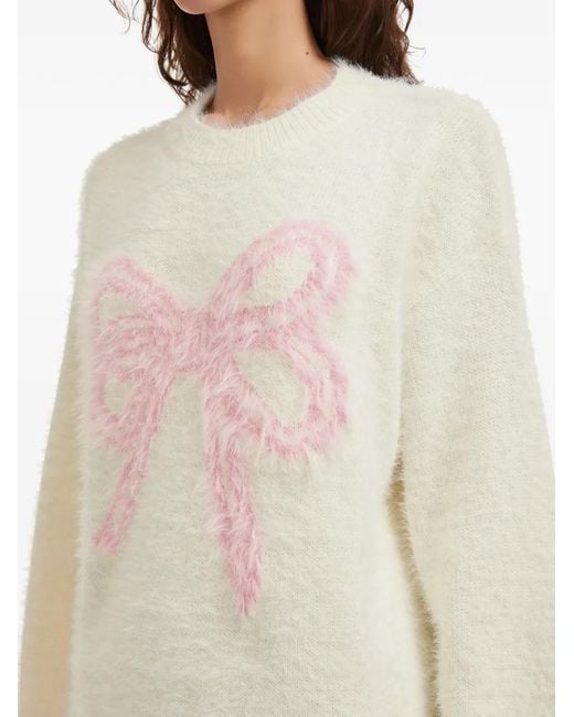 B+ AB White Bow Knitted Sweater
