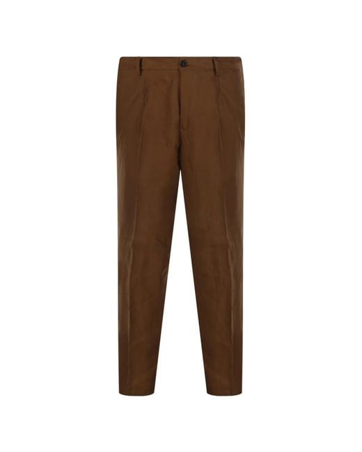 Entre Amis Brown Pleated Trousers for men