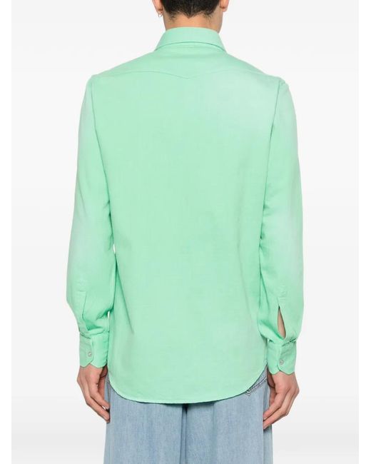 Sartorio Napoli Green Texas Chest-Pocket Shirt for men