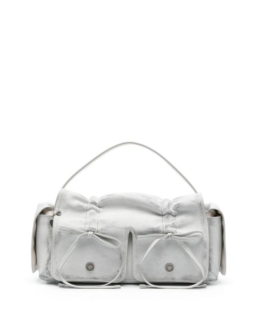 Acne Gray Multipocket Leather Shoulder Bag