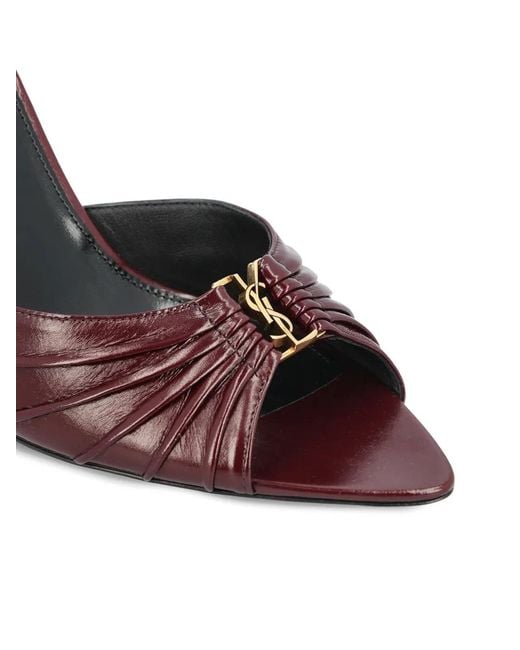 Saint Laurent Red Babylone Mules