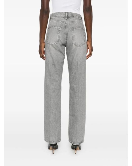 FRAME Gray The Vertical Five-Pocket Jeans