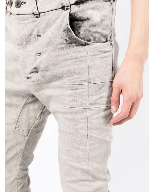 Boris Bidjan Saberi Gray Ruched Skinny-Fit Jeans for men